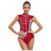 Womens Rhinestone Dance Leotard Sleeveless Cutout Back Metallic Sequins Figure Skating Bodysuit Gymnastics Performance Wear