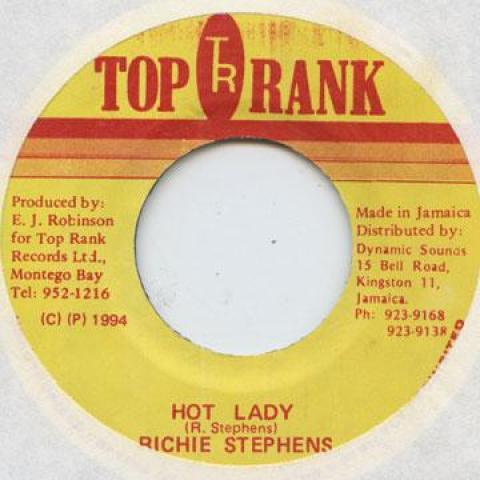 7-дюймовая пластинка RICHIE STEPHENS - Hot Lady none Top Rank 1994 Ямайка Регги, Ска и Даб