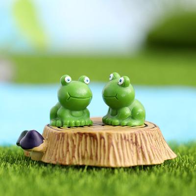 Мини-фигурки зеленой лягушки, садовые статуи, очаровательный внешний вид, яркие цвета, компактный размер, модель лягушки, игрушки для животных