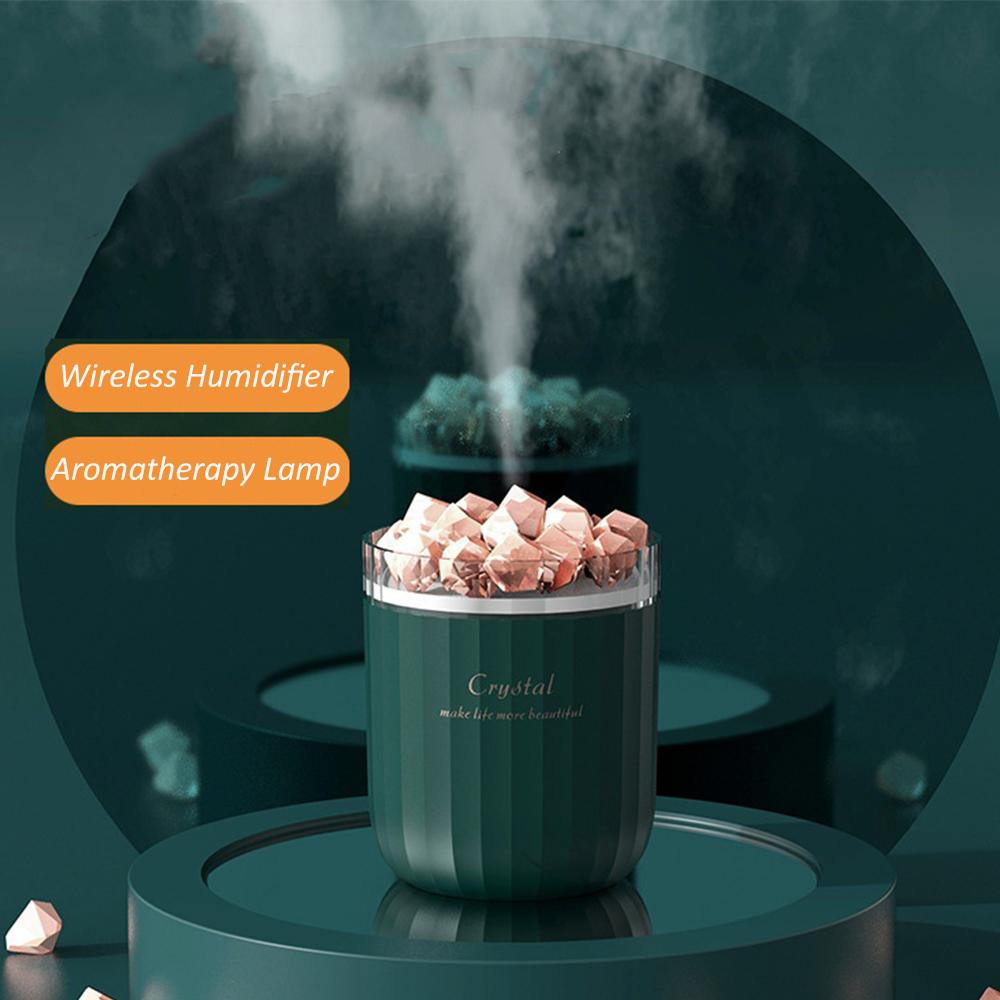 Портативный беспроводной увлажнитель воздуха, USB-генератор тумана, фоггер, натуральный кристалл, соль, камень, лампа для ароматерапии, ультразвуковой аромадиффузор