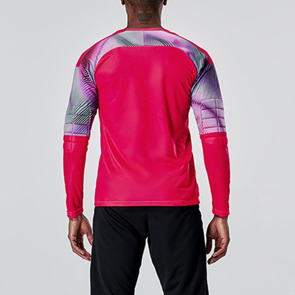 Mens Striped Long Sleeve Goalkeeper Jersey Protective Sponge Pad Training Tops Soccer Football Uniform