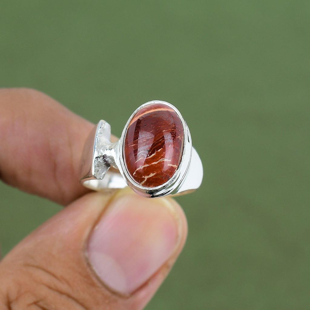 Red Snakeskin Jasper Ring 925 Sterling Silver Ring Wonderful Jewelry Gemstone Ring Handmade Silver Jewelry For Gifts Available In Ring Size