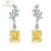 Новые ювелирные изделия из стерлингового серебра S925, 1*13, праздничные женские золотые серьги с цветочными перьями для женщин, изысканные ювелирные изделия высокого качества, подарок на День святого Валентина