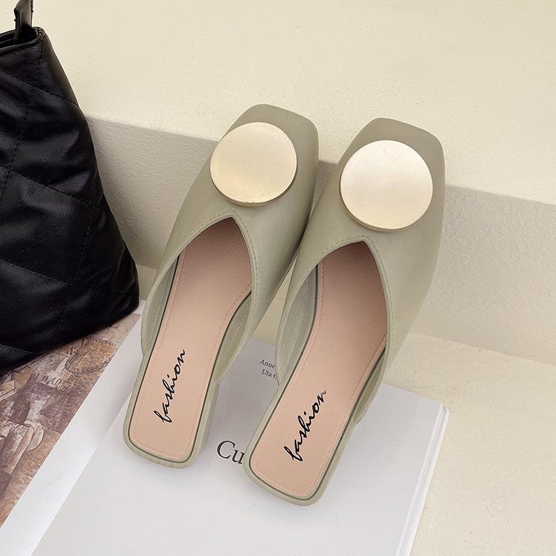 Maogu квадратный носок мюли низкий каблук женские удобные сандалии модные повседневные женские тапочки на плоской подошве 2024 женские тапочки летние элегантные