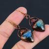 Labradorite Handmade Gemstone Earrings, Copper Electroformed Antique Jewelry Earrings, For Engagement Gift