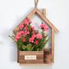 Деревянное настенное кашпо с искусственными цветами в горшках, искусственные цветы, домашний декор на стену, искусственный
