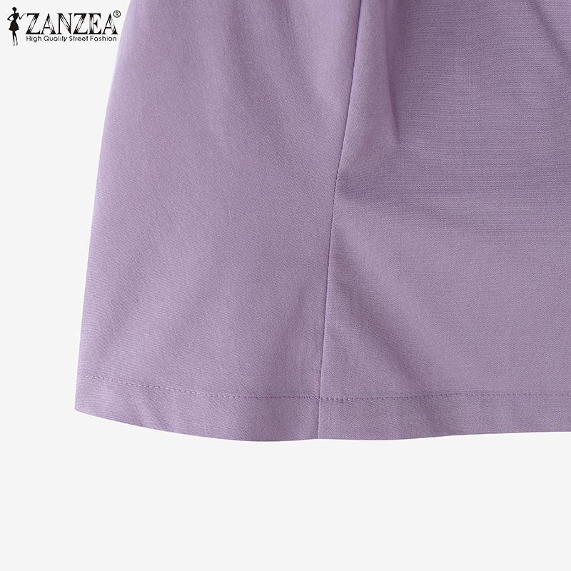 ZANZEA Женская повседневная летняя блузка с коротким рукавом и V-образным вырезом