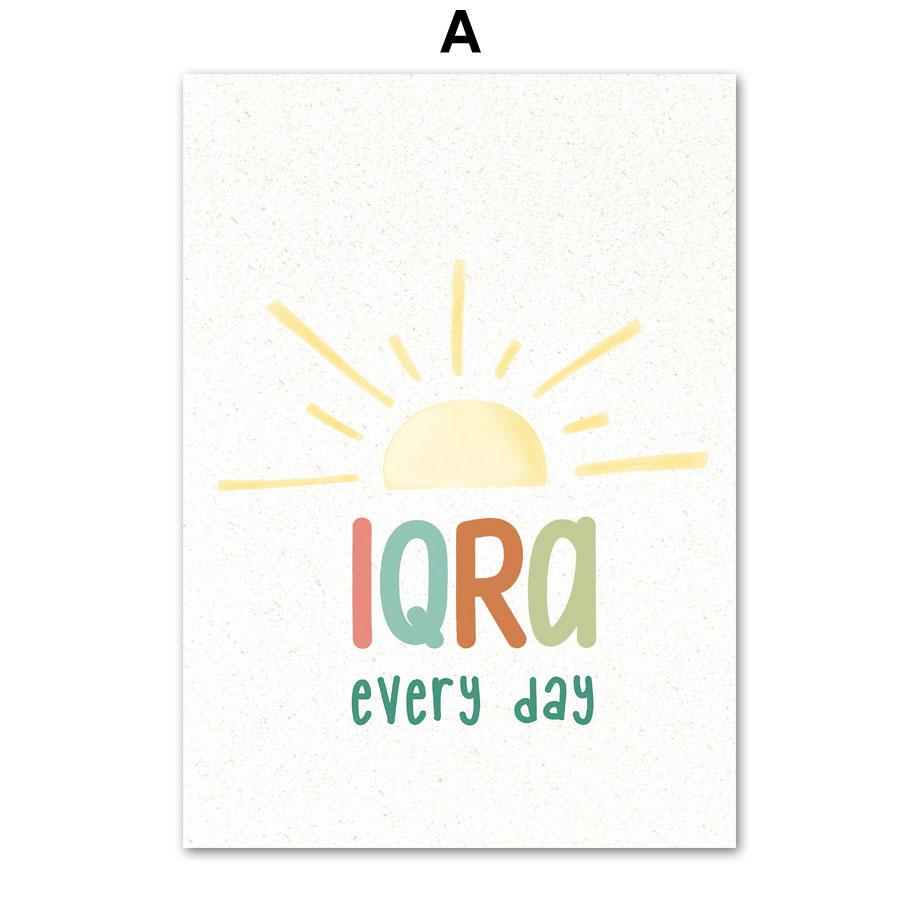 Исламский мультфильм кролик мечеть радуга жираф воздушный шар плакаты принты холст картины настенные художественные картины детская комната домашний декор