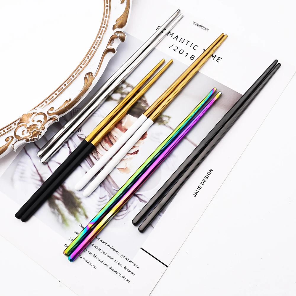 Набор золотой посуды 24 предмета Столовые приборы из нержавеющей стали Обеденный нож Вилки Ложка Палочки для еды Набор столовых приборов Кухонный Свадебный Набор столовой посуды