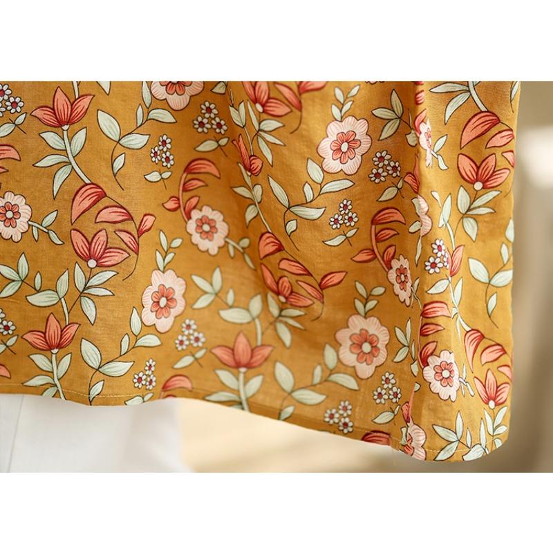 DIMANAF 2025 Summer T-Shirt Plus Size Women Flower Printing Batwing Sleeve Vintage Loose Tops Casual