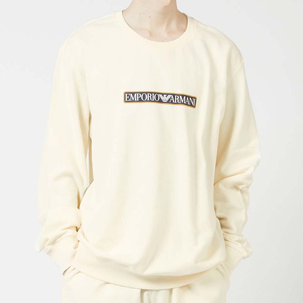 Emporio Armani Свитшот из махровой ткани с начесом и круглым вырезом, с длинными рукавами, с круглым вырезом, тренировочный размер, ЕС, настоящее время 54085735 Товар из официального магазина, черный