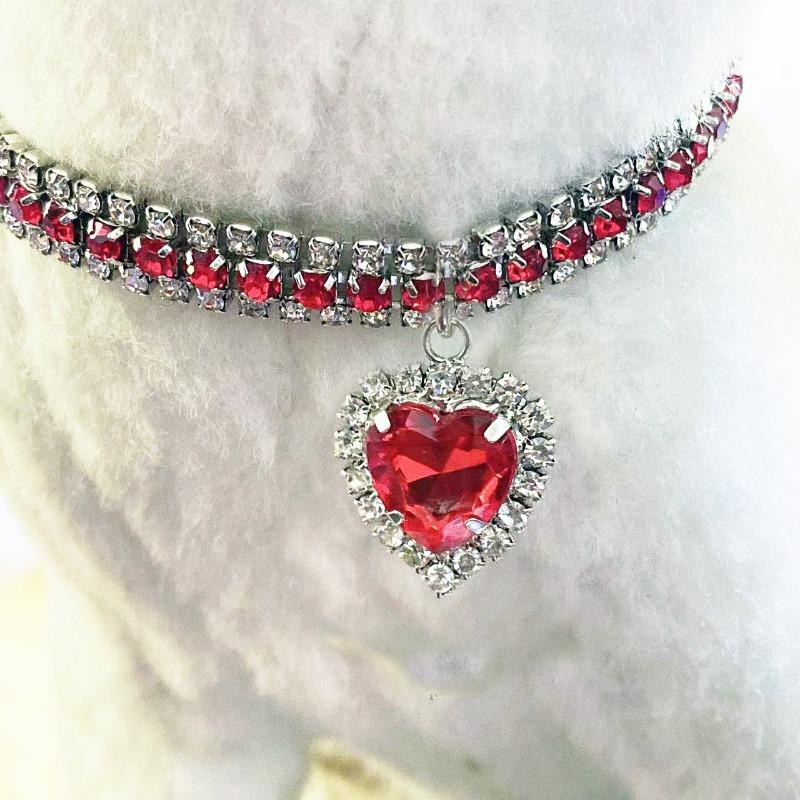 3 Rows of Rhinestone Elastic Pet Collar Dog Cat Crystal Pet Necklace Simple Pet Decorative Neck Ring