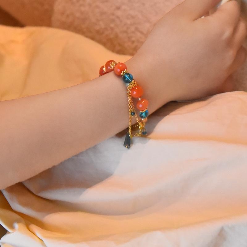 Браслет с кисточкой из стеклянных бусин, роскошный, с высоким чувством стиля, новый тренд 2025, кристальный браслет, модные темпераментные украшения