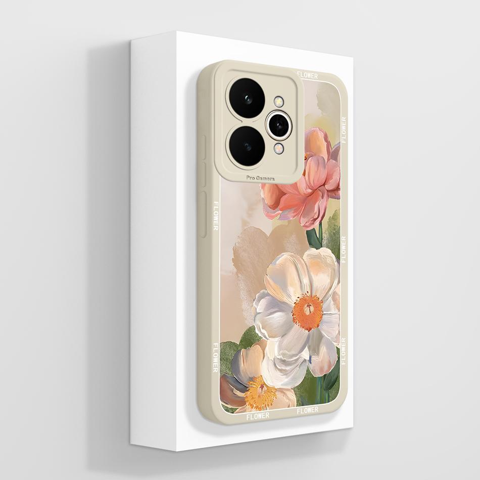 For Realme 15 Pro 5G Phone Case Pretty Flowers Patterns Soft Liquid Silicone Full Coverage Cover For Realme15 Shockproof Bumper