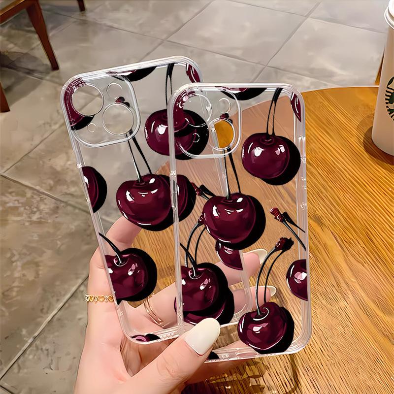 Чехол для мобильного телефона Cherry Apple 17promax легкий и прозрачный iphone16 горячая распродажа 15 противоударный мягкий чехол 14 женский