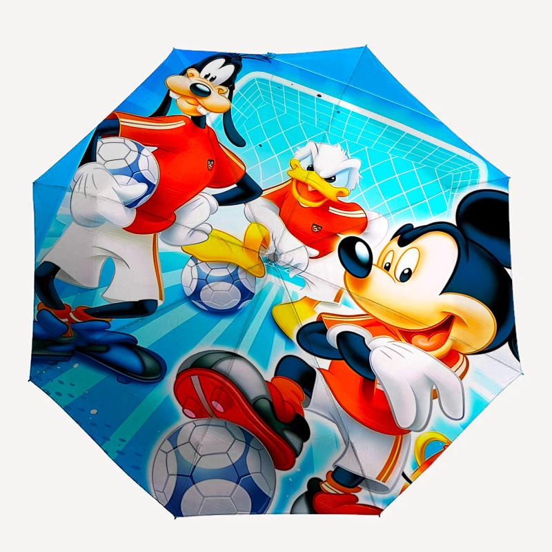 Mickey and Friends Automatic Umbrella Tri fold Portable Umbrella, Best Holiday Gift for Men and Women, Durable Iron Frame, Playful Design,