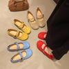 French Retro Shallow Mouth Single Shoes Women's 2025 Spring with Skirt Soft Sole Yellow Flat Bottom Mary Jane Beautiful Single Shoes