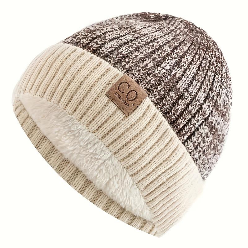 1PC Unisex Fleece Warm Knitted Wool Cap - Winter Ear Protection Design, 100% Polyester, Machine Washable