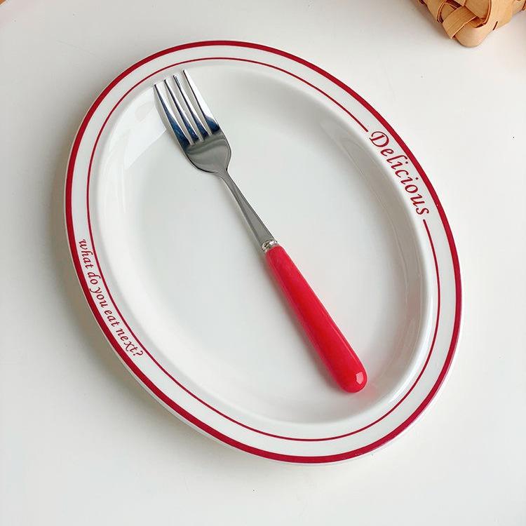 Винтажная простая французская тарелка с французским алфавитом, обеденная тарелка, бытовая керамическая тарелка для завтрака