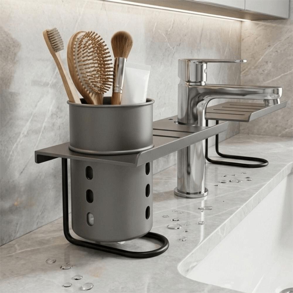 Carbon Steel Faucet Storage Shelf Hollow Out Kitchen Sink Shelf Bathroom Storage Rack  for Kitchen