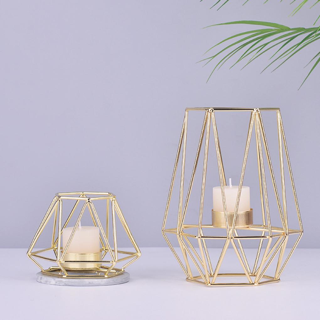 Gold Iron Candleholders Geometric Candlestick Tealight Votive Candle Cup Home Decoration