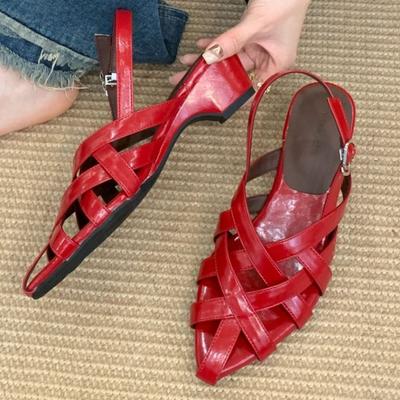 Модные Удобные Плетеные Босоножки на Танкетке Женские Элегантные С Острым Носком Узкий Ремешок Дизайнерская Обувь Мода Sandalias De Mujer