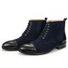 Men Boots 2024 New Fashion Dress Shoes Handmade Suede Genuine Leather Patchwork Ankle Lace Up Workplace Office Pointed Footwear