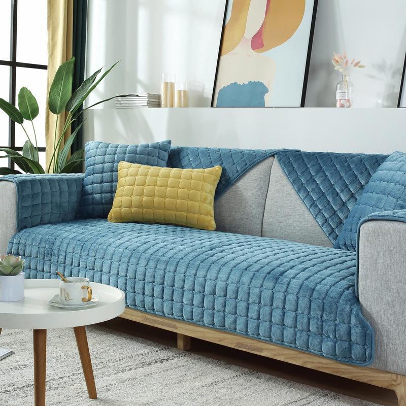 Горячая распродажа внешней торговли Утолщенная плюшевая фланелевая подушка для дивана Нескользящий простой современный чехол-полотенце для кожаного дивана Полный чехол Все включено