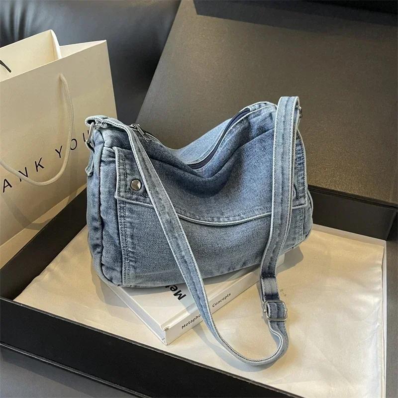 Сумки через плечо из денима на молнии Сумки через плечо на молнии Simplicity Универсальные сумки-трансформеры большой вместимости