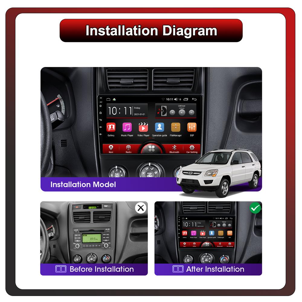 2Din Android Car-Play Car Radio,KIA Sportage 2 2008-2010,Multimedia Player Head Unit Stereo GPS Navigation BT WIFI,1+16GB