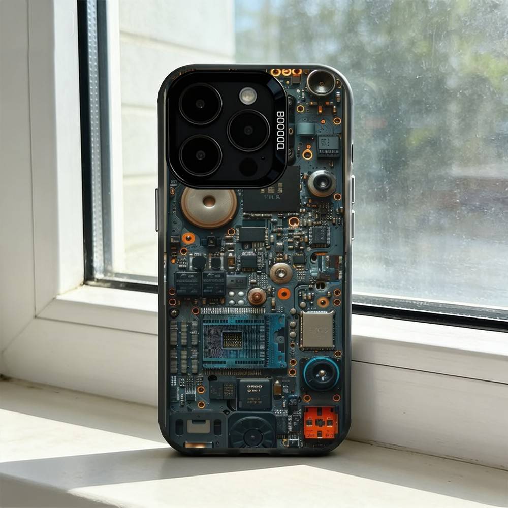 Чехол для телефона с изображением печатной платы Circuit B для iPhone 17,16,15,14,13,12,11 Plus,Pro Max,XS,Красочный Серебристый Черный Чехол