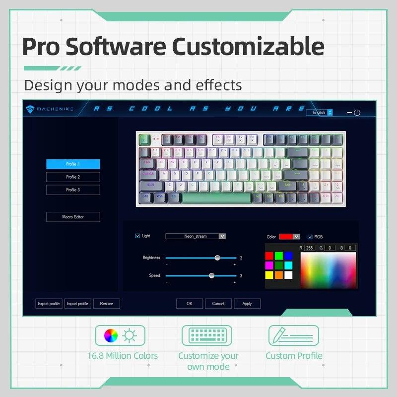 MACHENIKE K500 Mechanical Keyboard Wired Gaming Keyboard K500-B94 Swappable 94 Keys 90% Layout RGB BackLight for PC Laptop