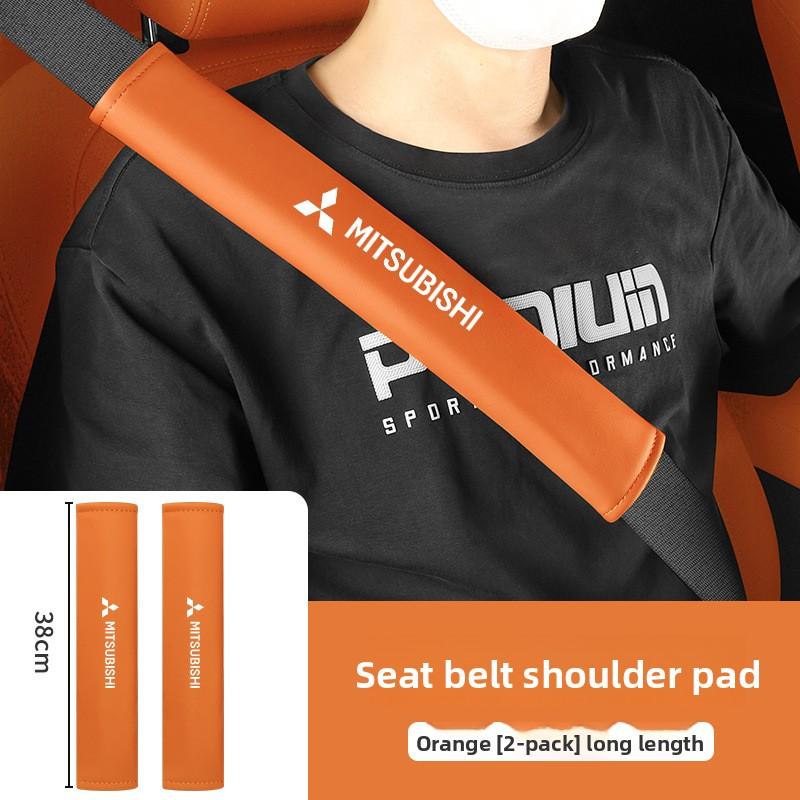 ysdf5 Car Leather Seat Belt Shoulder Protector Pad Soft Cover For Mitsubishi Logo Auto Interior Decorative Styling Parts Accessories