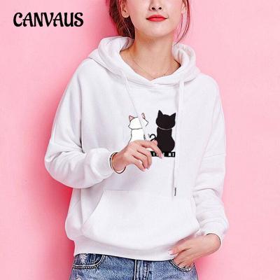 Осенне-зимняя женская свободная толстовка больших размеров с капюшоном и длинными рукавами