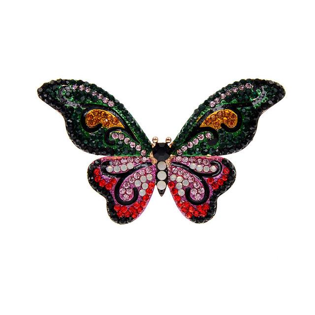 New Arrival Rhinestone Omber Color Blue Butterfly Brooches For Women Insect Pin Winter Design Fashion Jewelry