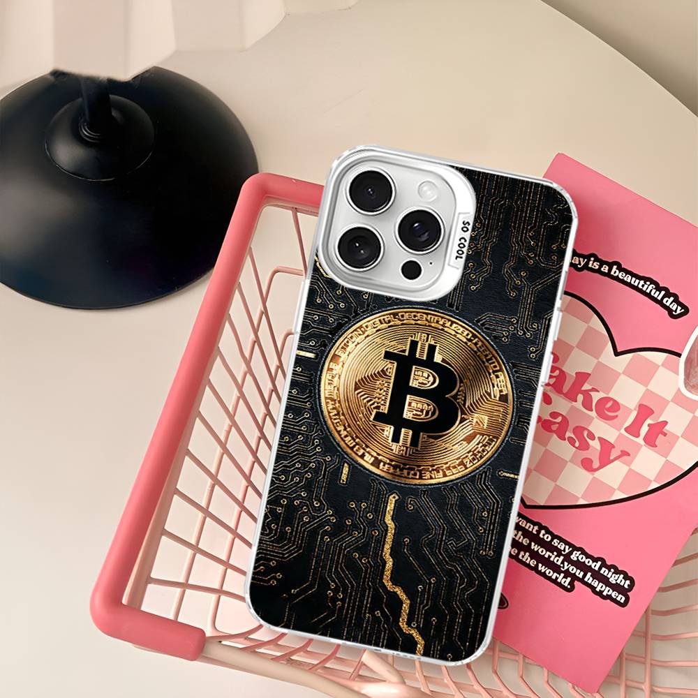 B-Bitcoin Phone Case Color Silver Shell For LPhone 17 16 16e 15 14 13 12 11 Pro Max Plus