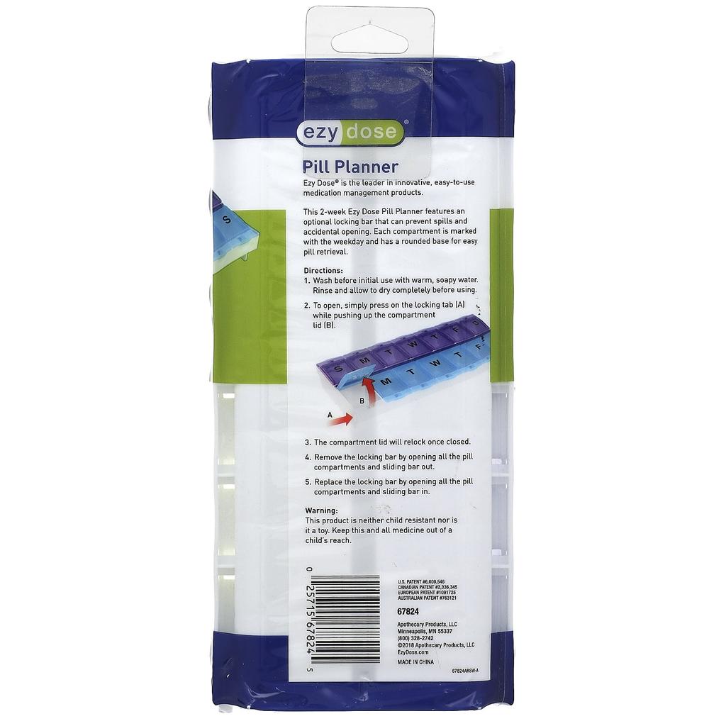 2-Week Use (with Lock) Pill Planner, 2Xl, 1 Count