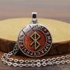Women Bronze Retro Vintage Unisex Viking Norse Nordic Pirate Runes Compass Pendant Necklace