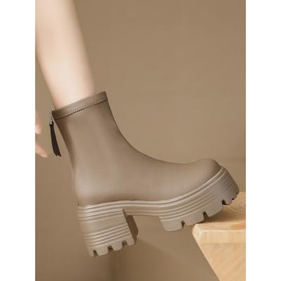 Модная панк массивная платформа мотоциклетные ботинки женские толстая подошва нескользящие боевые ботильоны женщина черно-белая ПУ кожа ботильоны женские