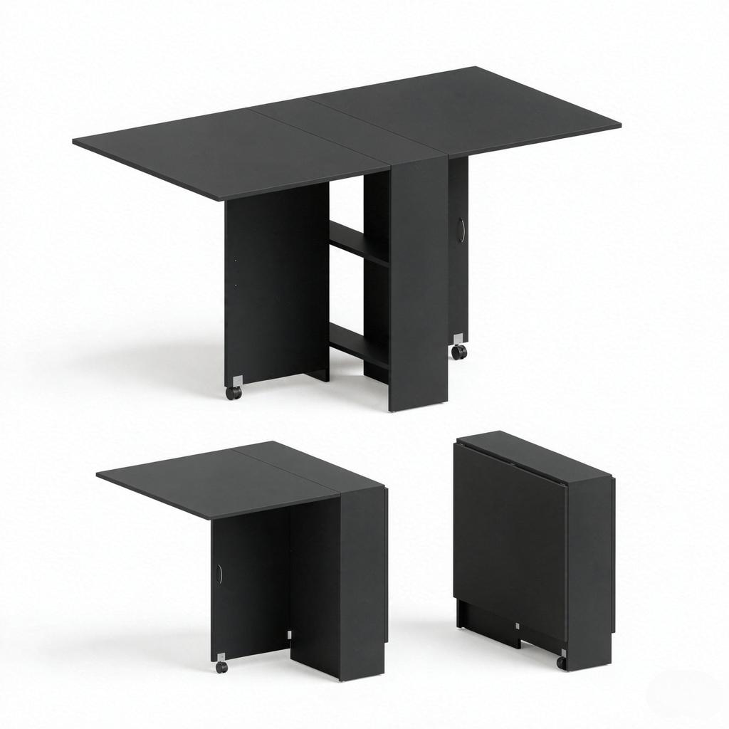 Multifunctional table with extendable top and casters, extendable dining table, folding table, flexible dining table (only with 1pc dining table)