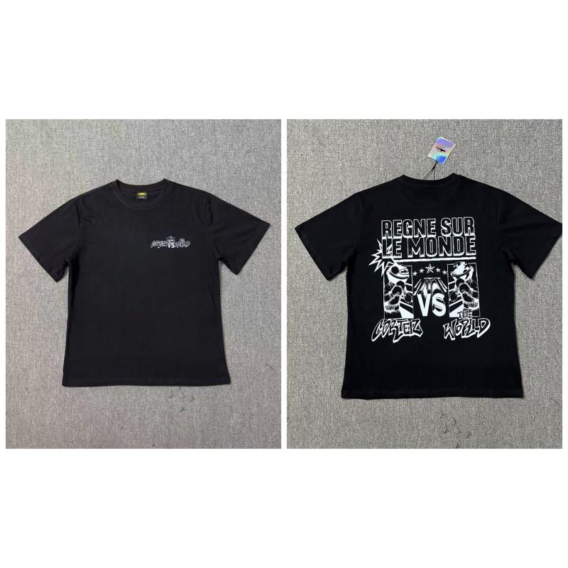 Cortez Phantom Letter Print Short Sleeve T-Shirt Couples Loose Fit Cotton Tee Teens Daily Wear