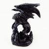 [A0423] - Mini Resin Statuette 'Mystical Dragon' Dark Gray - 6 Cm