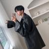 Korean Style Leather Clothes for Men, Trendy, Handsome, Loose Shirt, Soft Leather Jacket, Autumn