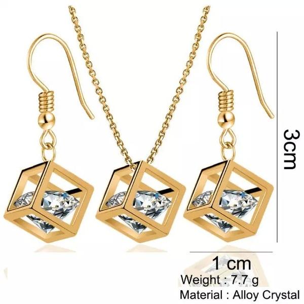 Комплект украшений Модная геометрия Квадратные серьги-подвески Ожерелье Уникальный дизайн Стиль Свадебные украшения AVE