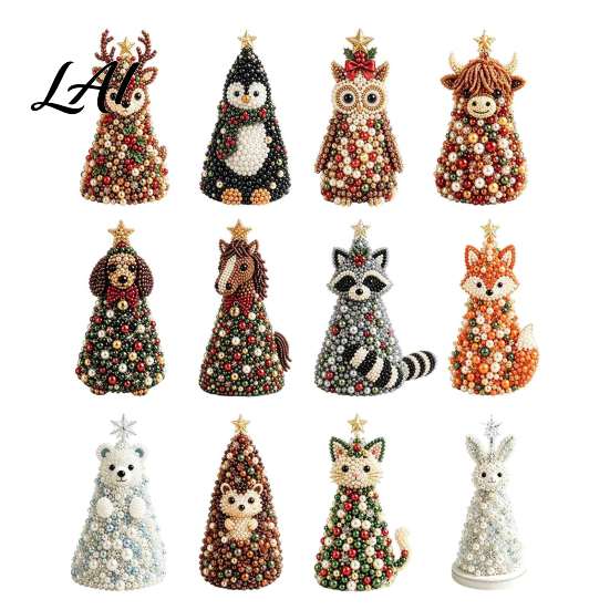 Relaxing Hobby Craft Kits Animal Themed DIY Kit Tree Beaded Christmas Cute Bead Easy Set for Beginners Handmade Set Desktop Ornament Kids