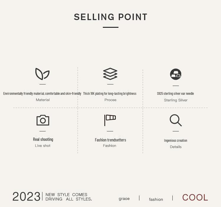 High-End Geometric Color Block Ear Cuffs: Unique European & American Style Water Drop Earrings for Women