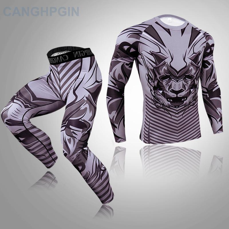 2 шт., комплект термобелья для мужчин Long Johns, леггинсы для фитнеса, компрессионный спортивный костюм, нижнее белье