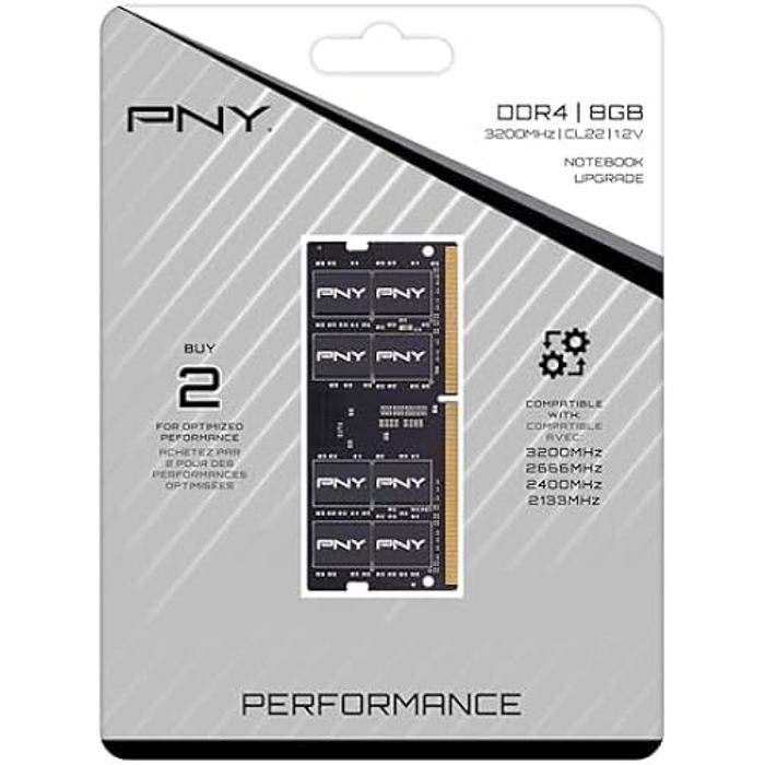 Оперативная память DDR4 - PNY - 8 ГБ - 3200 МГц - SODIMM - CL22 - Non-ECC