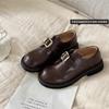Натуральный ролл те же кожаные лоферы женские ретро британский стиль платформа маленькие кожаные туфли липучка квадратная пряжка толстый каблук одинарные туфли
