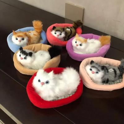 Мягкие игрушки Милая имитация животного Кукла Плюшевая игрушка Спящие кошки со звуком Детская игрушка Украшение Подарок на день рождения для детей